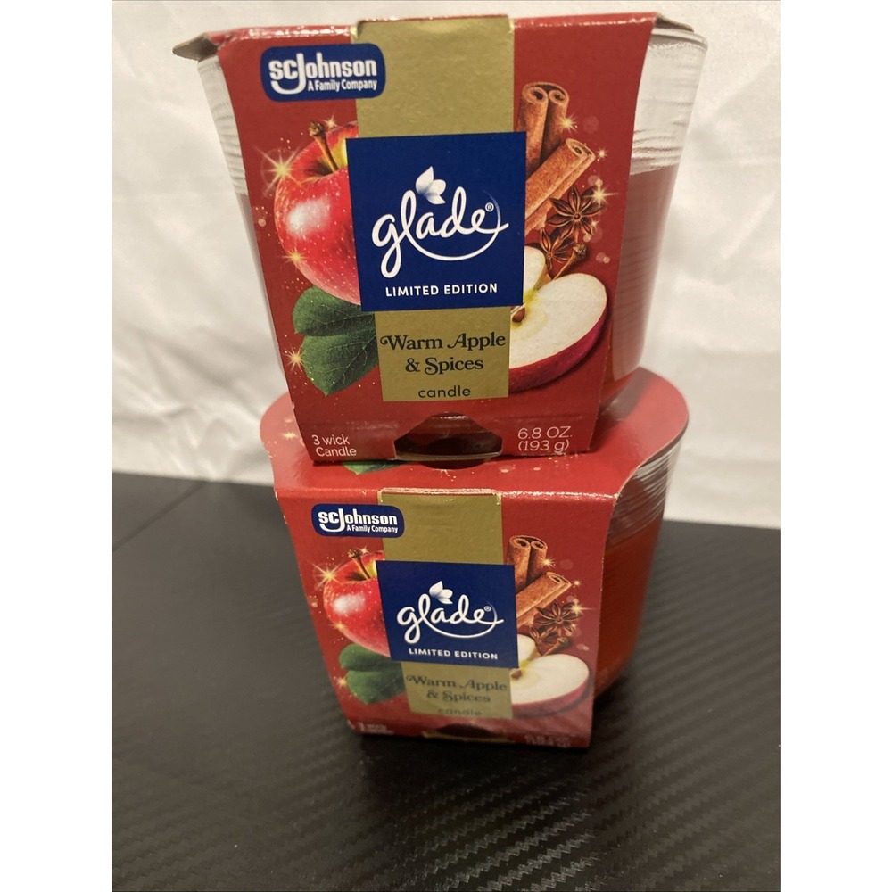 2 -‎ Glade Limited Edition 3 Wick Candle Warm Apple & Spices